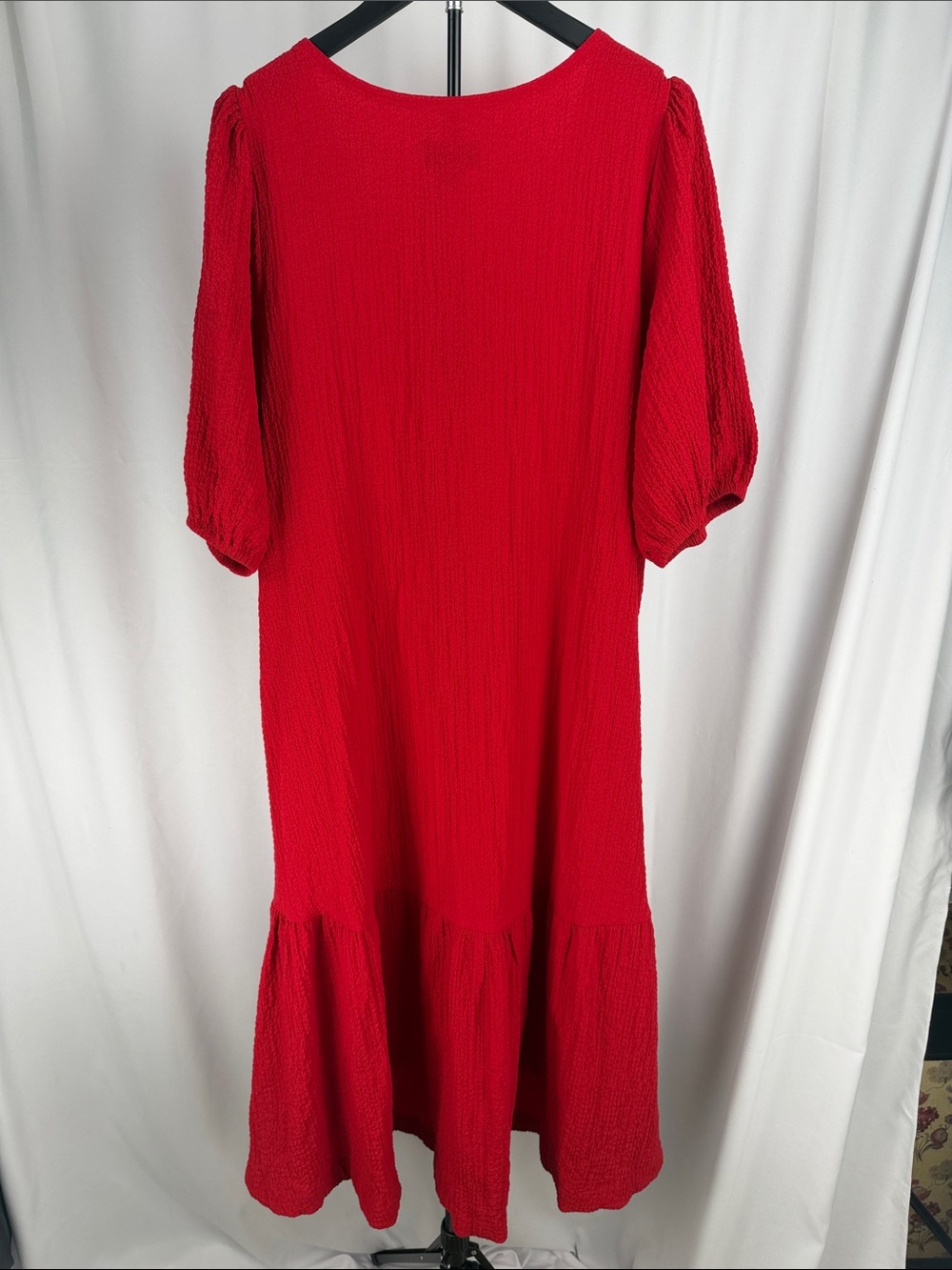 Anthropologie Red Midi Button-Front Dress - Picture 7 of 9